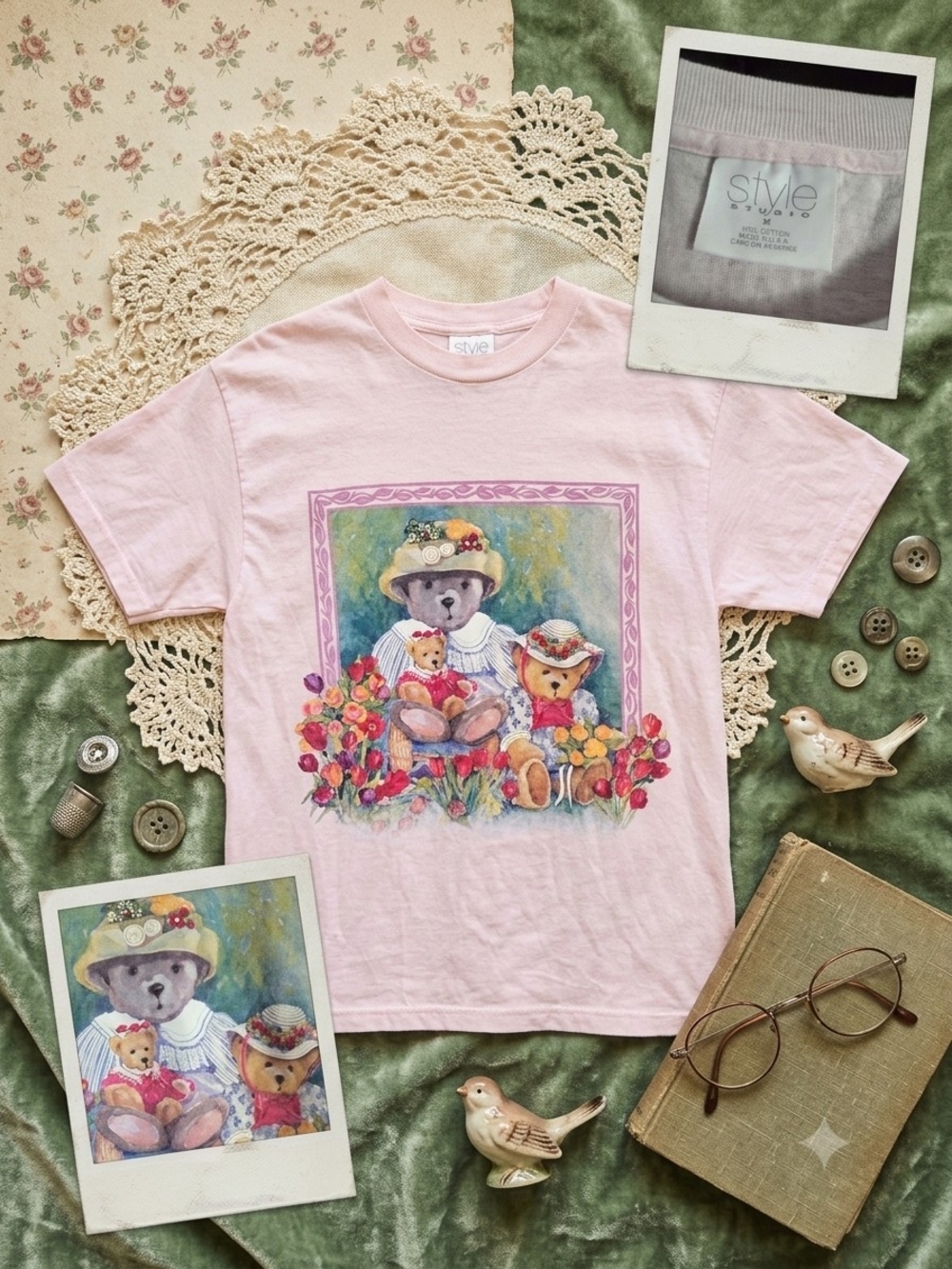 Vintage 90s Teddy Bear Graphic Tee — MediKids' Pink Teddy Bears